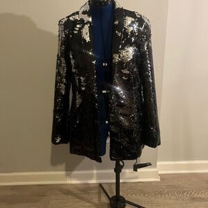 INC International Concepts Sparkling Black Sequin Blazer. Large, fits size 10/12